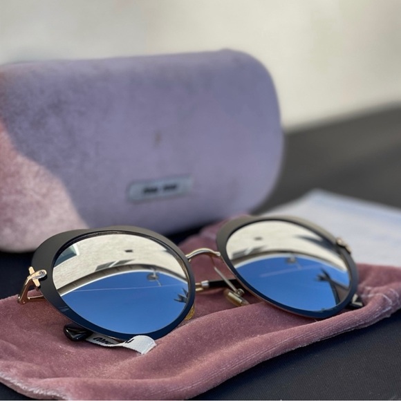Miu Miu Accessories - COPY - NWOT Miu Miu Black Heart Shaped Mirrored Sunglasses